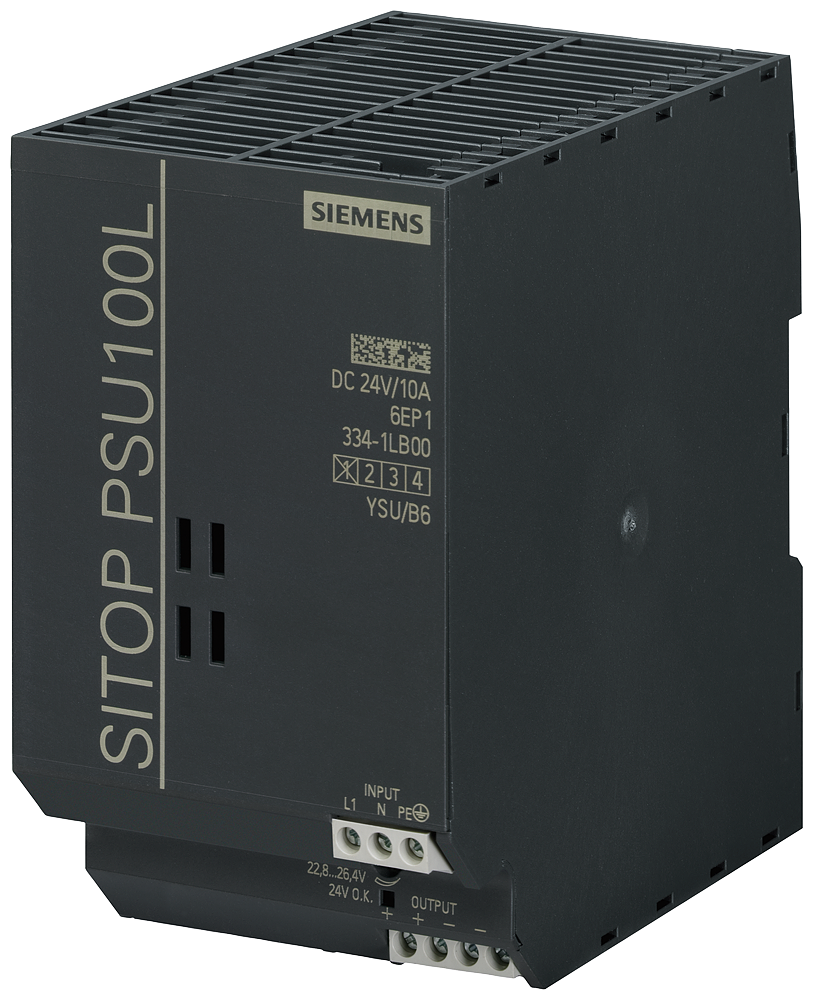 Siemens SITOP PSU100L 1AC/24 V DC/10 A Regulated Power Supply (6EP1334-1LB00)