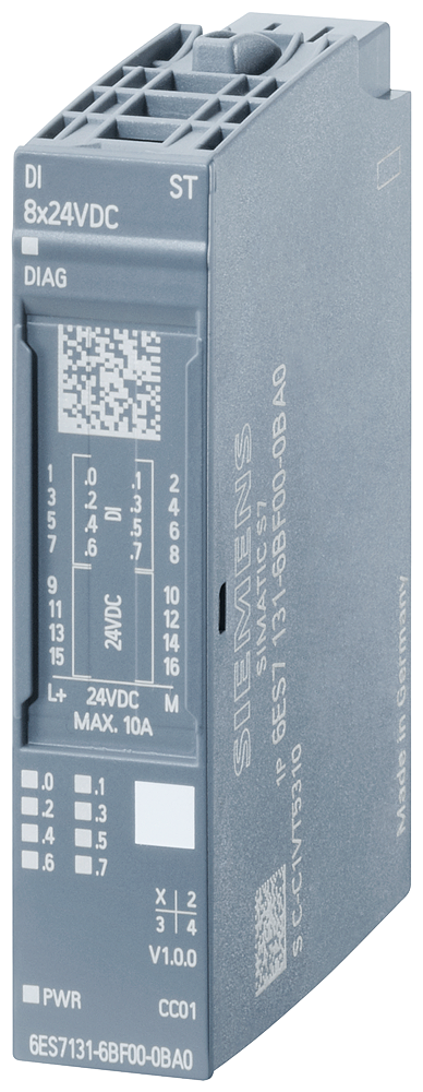Siemens SIMATIC ET 200SP, digital input module, DI 8X 24V DC standard, Input type 3 (IEC 61131), sink input