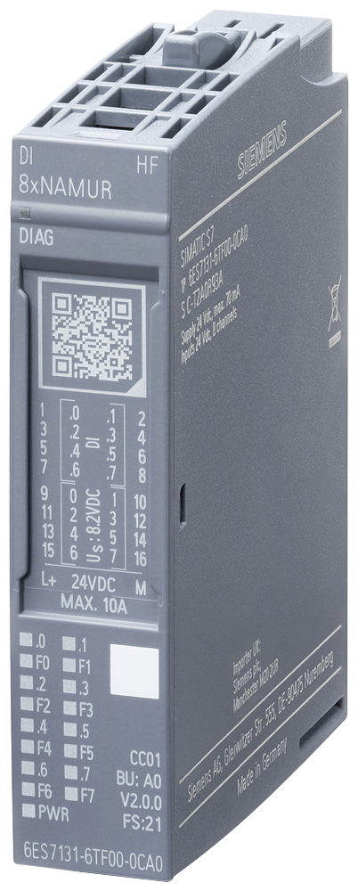 Siemens SIMATIC ET 200SP, digital input module, DI 8X NAMUR High Feature (6ES7131-6TF00-0CA0)