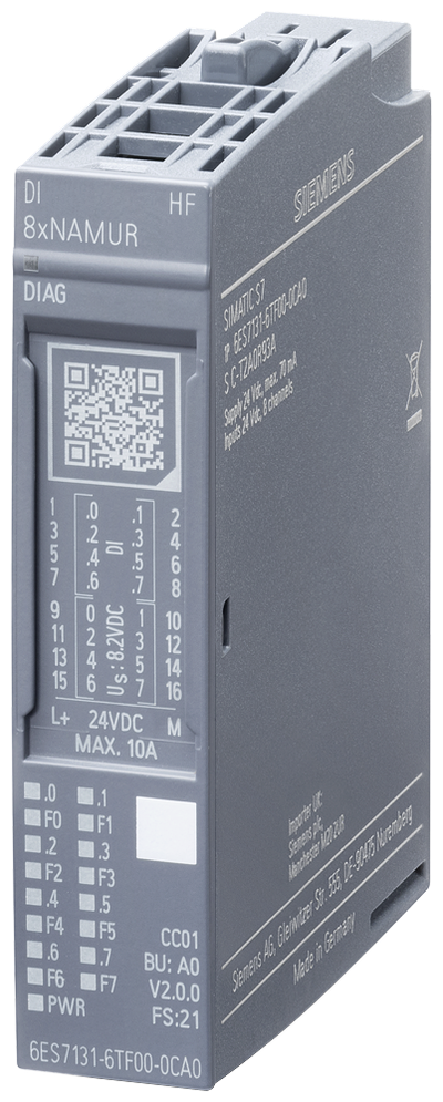 Siemens SIMATIC ET 200SP, digital input module, DI 8X NAMUR High Feature