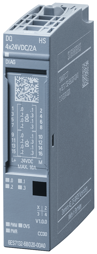 Siemens SIMATIC ET 200SP, digital output module, DQ 4X 24 V DC/2A High Speed