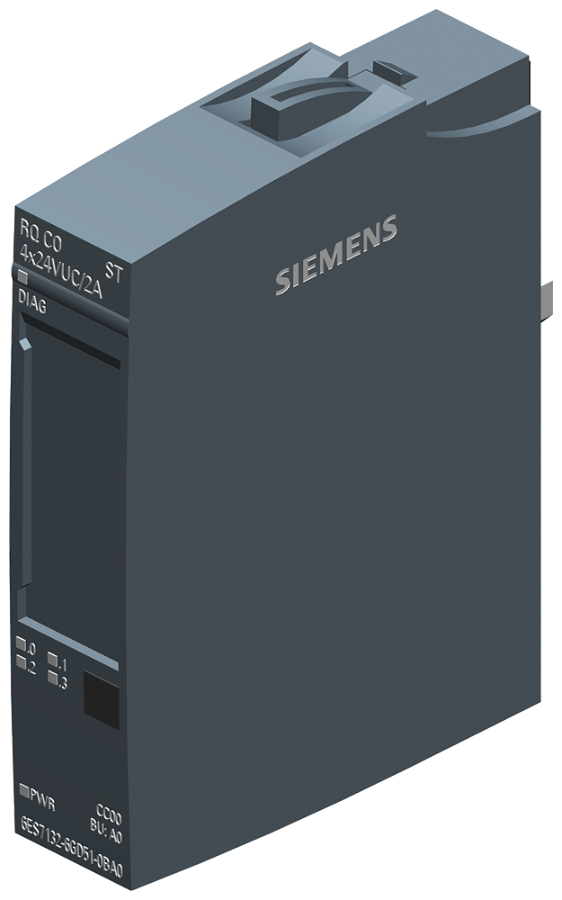 Siemens SIMATIC ET 200SP, Signal relay module, RQ CO 4X 24V DC/2A ST, 4 changeover contacts, isolated contacts (6ES7132-6GD51-0BA0)