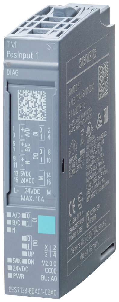 Siemens SIMATIC ET 200SP, TM Posinput 1 counter and position decoder module for RS-422 incremental encoder or SSI absolute encoder (6ES7138-6BA01-0BA0)