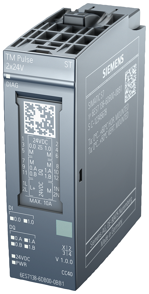 Siemens SIMATIC ET 200SP, TM Pulse 2X24V PWM and pulse output 2 channels 2 A for proportional valves and DC motors (6ES7138-6DB00-0BB1)