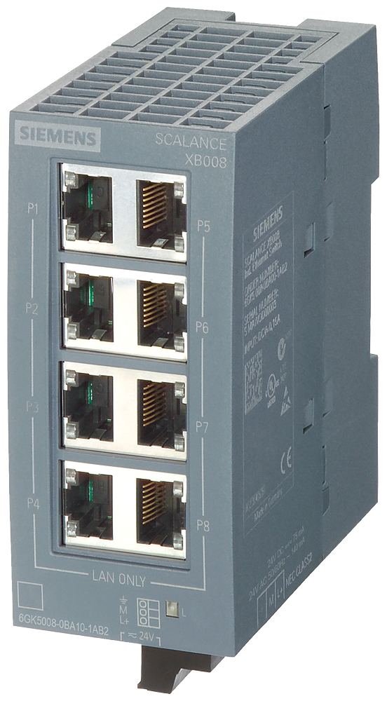 Siemens SCALANCE XB008; 8 x 10/100 Mbit/s RJ45 porter