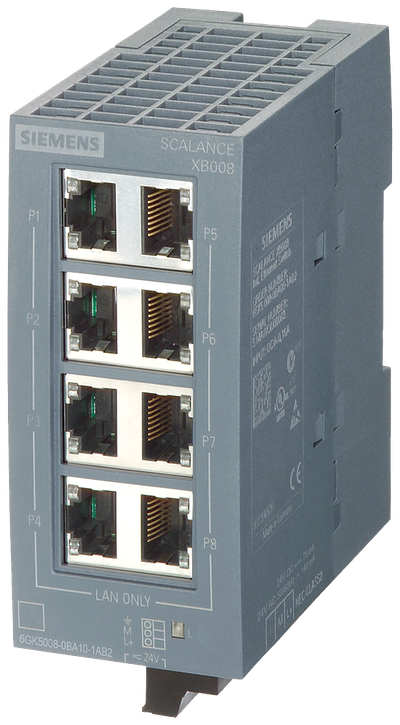 Siemens SCALANCE XB008; 8 x 10/100 Mbit/s RJ45 porter