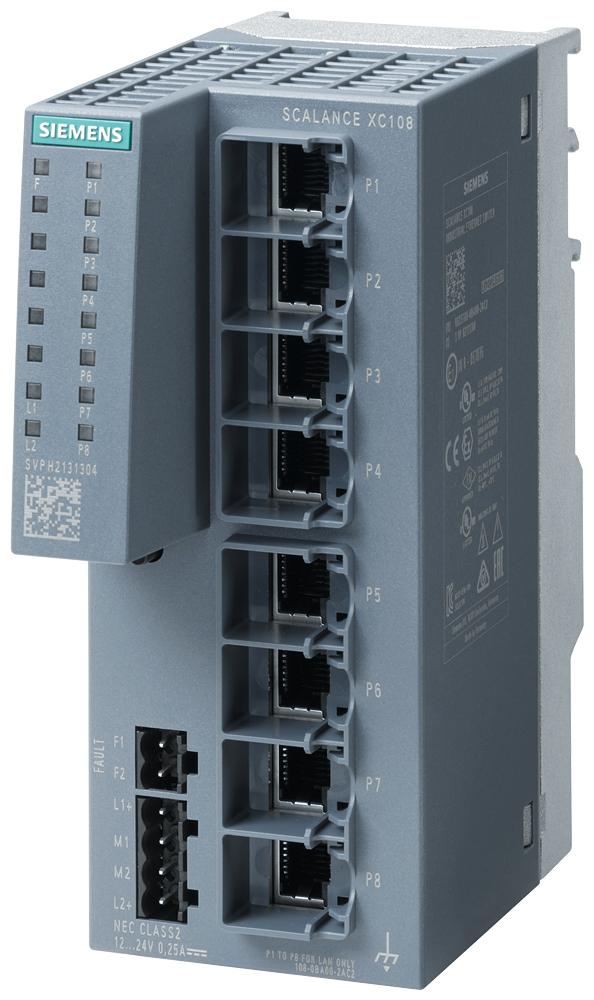 Siemens SCALANCE XC108; 8 x 10/100 Mbit/s RJ45 porter