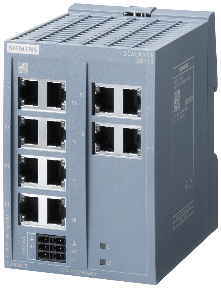 Siemens SCALANCE XB112; 12 x 10/100 Mbit/s RJ45 porter