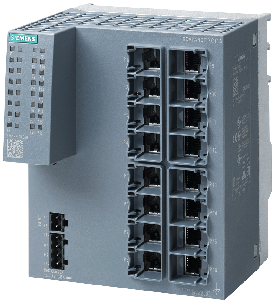 Siemens SCALANCE XC116; 16 x 10/100 Mbit/s RJ45 porter