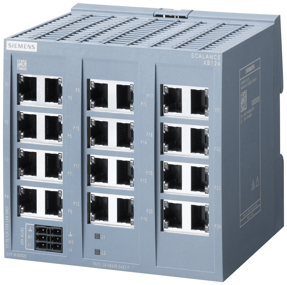 Siemens SCALANCE XB124; 24 x 10/100 Mbit/s RJ45 porter