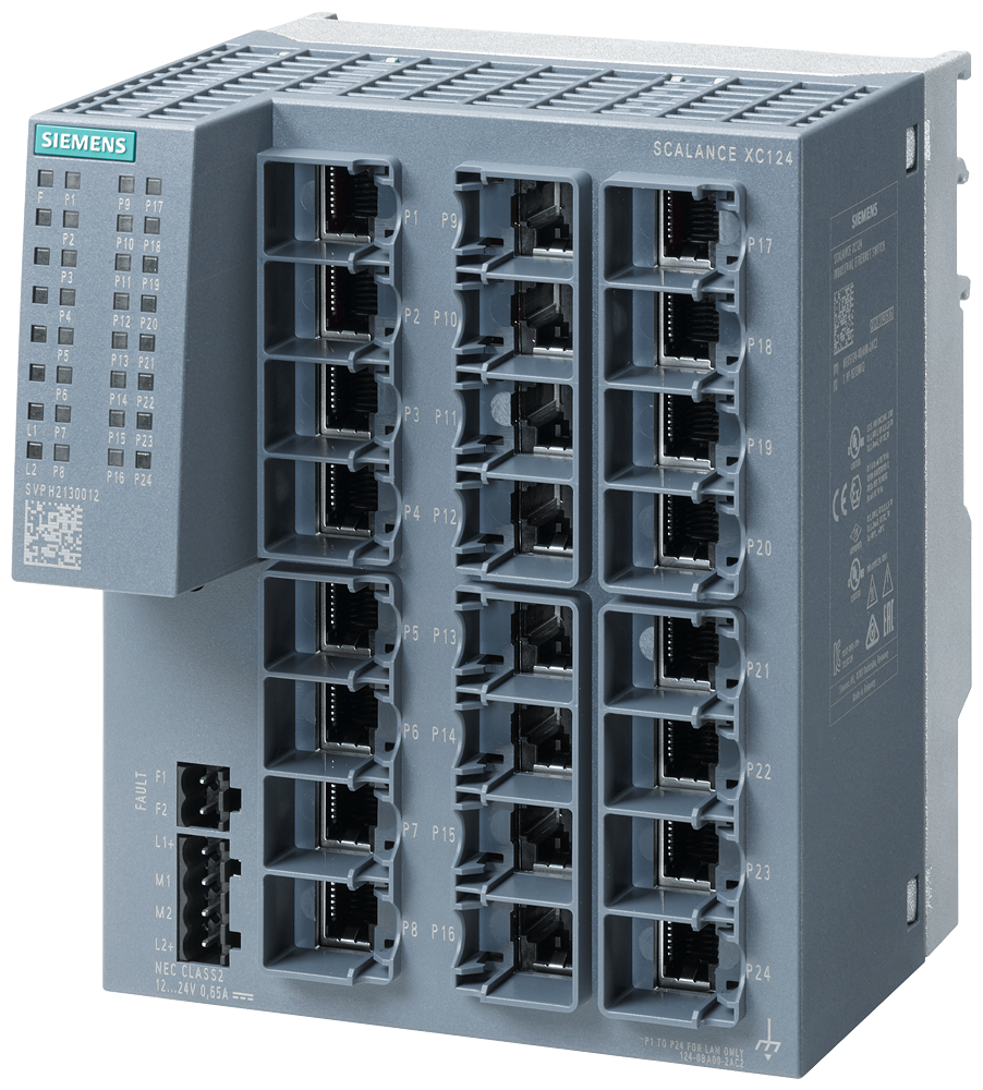 Siemens SCALANCE XC124; 24 x 10/100 Mbit/s RJ45 porter