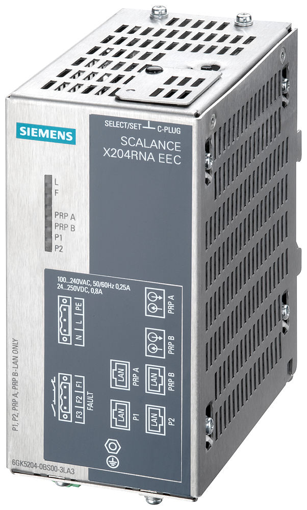 Siemens Scalance X204RNA EEC; PRP network; 2 x 100MBIT/s RJ45; 2 x 100MBIT/s