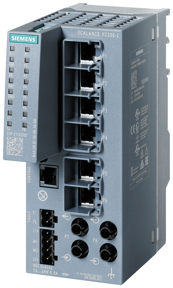 Siemens SCALANCE XC206-2 6 x 100 Mbps RJ45 porter + 2 x 100 Mbps ST-port multimode