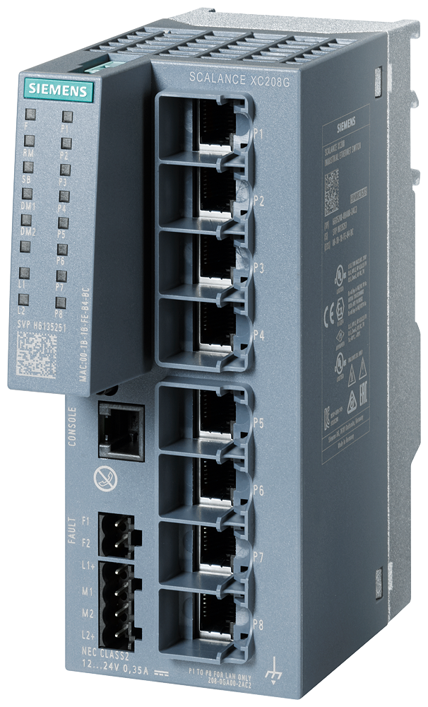 Siemens SCALANCE XC208G (E/IP) managed Layer 2 IE-switch 8 x 10/100/1000 Mbps RJ45 porter