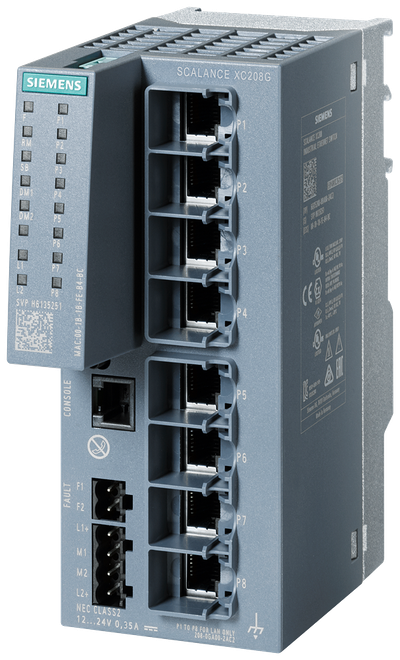 Siemens SCALANCE XC208G (E/IP) managed Layer 2 IE-switch 8 x 10/100/1000 Mbps RJ45 porter