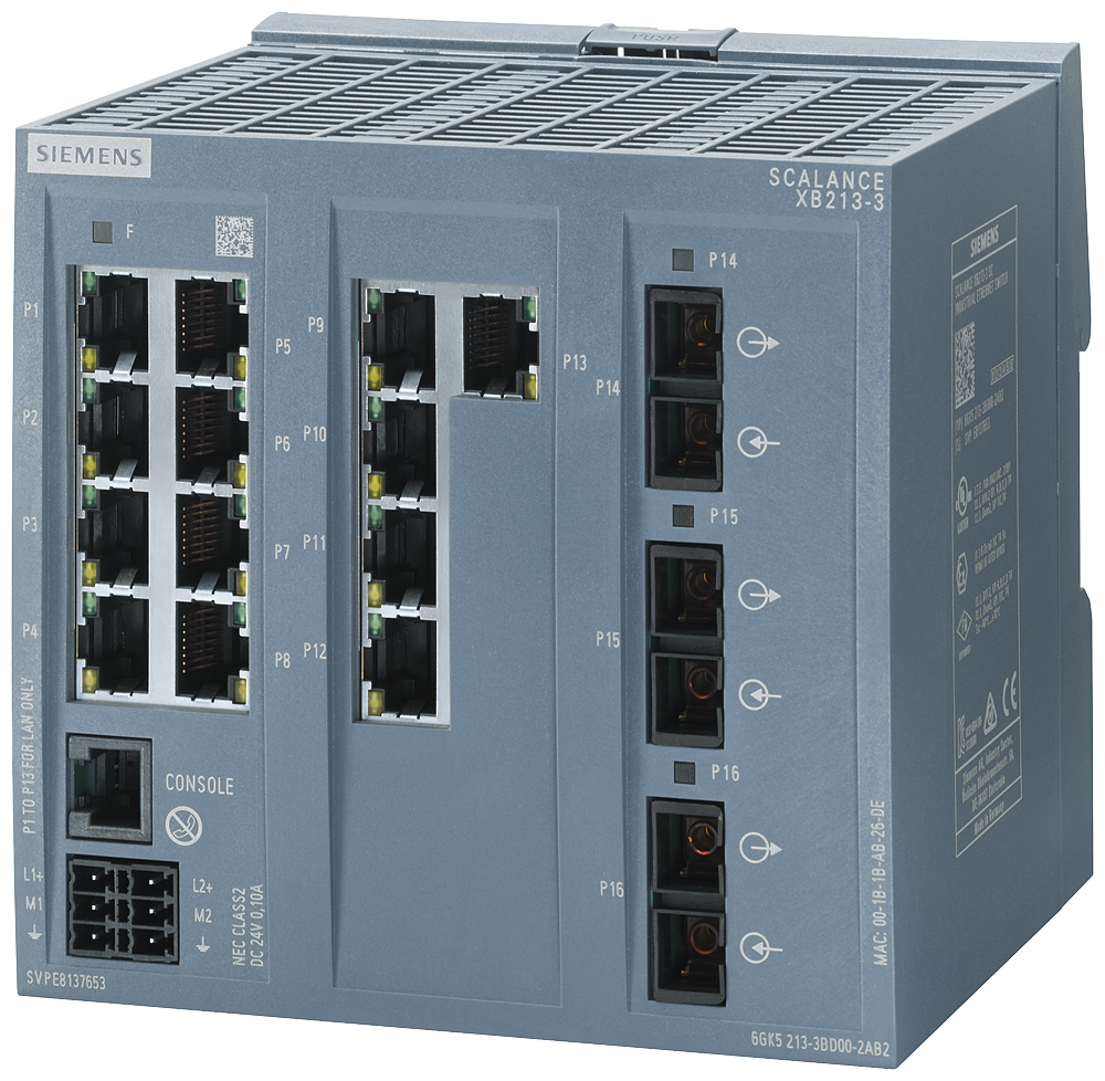 Siemens SCALANCE XB213-3 managed Layer 2 IE-switch 13 x 10/100 Mbit/s RJ45 porter + 3 x SC-port multimode