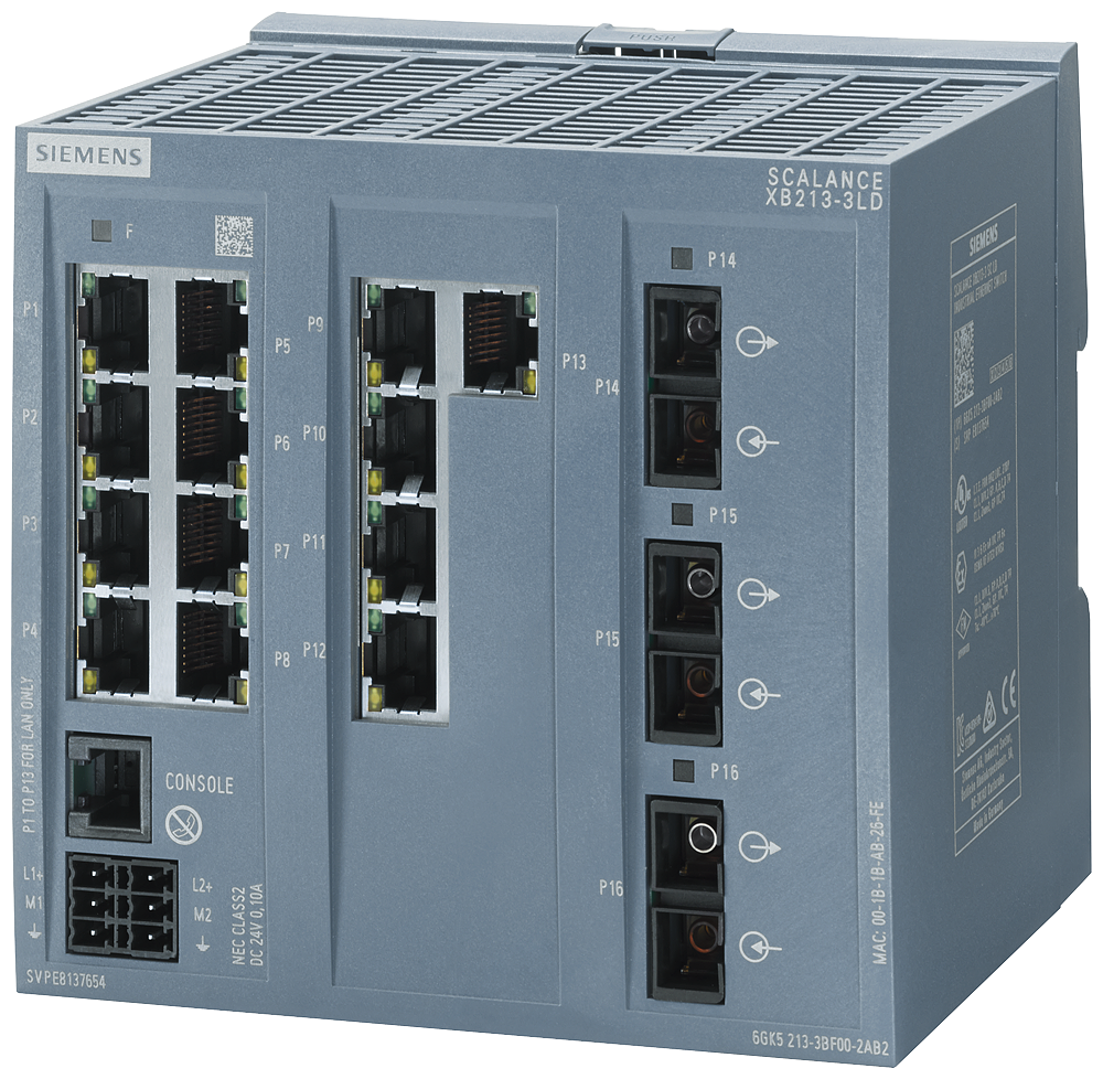 Siemens SCALANCE XB213-3LD managed Layer 2 IE-switch 13 x 10/100 Mbit/s RJ45 porter + 3 x SC-port singlemode
