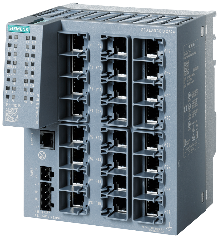 Siemens SCALANCE XC224 managed Layer 2 IE-switch 24 x 10/100 Mbps RJ45 porter