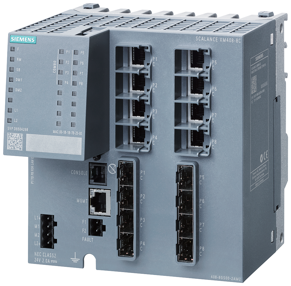 Siemens Scalance XM408-8C 8 x 10/100/1000 Mbit/s RJ45; 8 x 100/1000 Mbit/s SFP