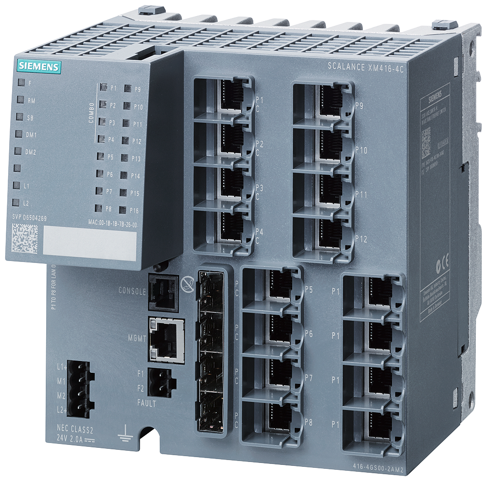 Siemens Scalance XM416-4C 16 x 10/100/1000 Mbit/s RJ45; 4 x 100/1000 Mbit/s SFP