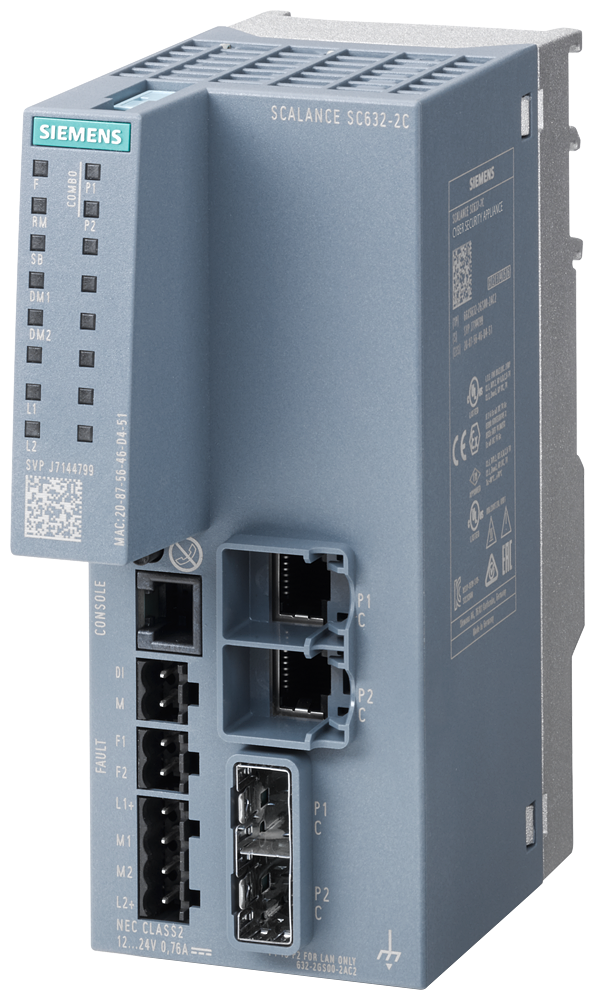 Siemens SCALANCE SC632-2C; 2 x combo porter; 10/100/1000 Mbps RJ45 porter or 100/1000 Mbps SFP
