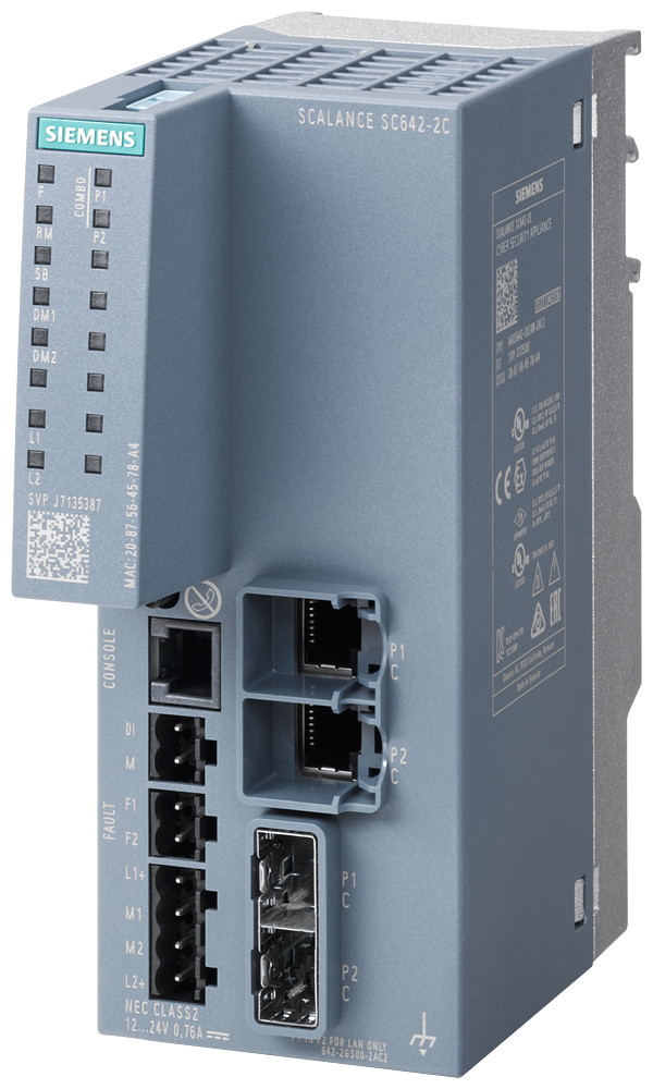 Siemens SCALANCE SC642-2C; 2 x combo porter; 10/100/1000 Mbps RJ45 porter or 100/1000 Mbps SFP