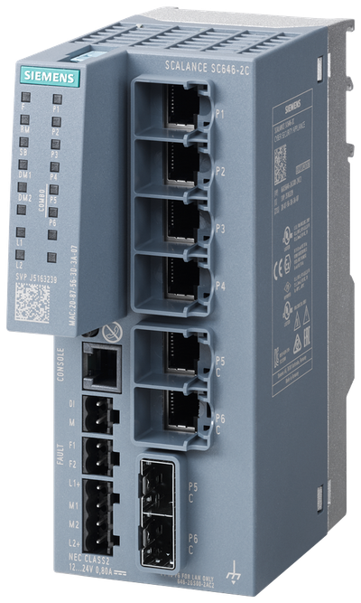 Siemens SCALANCE SC646-2C;4X10/100/1000MBPS RJ45 porter+2X10/100/1000 Mbps RJ45 porter OR100/1000 MbpsSFP