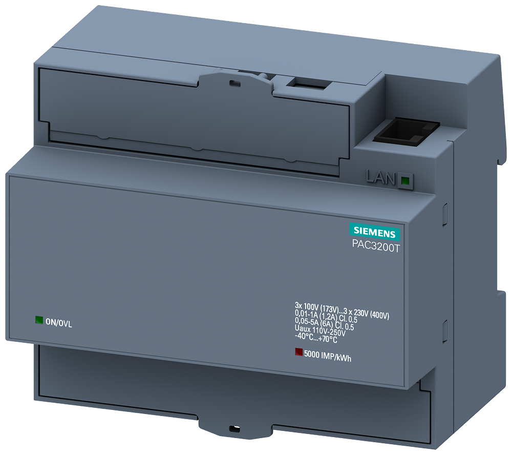Siemens PAC3200T for V, In, Hz, THD, power factor, a/r/t energy, kWh