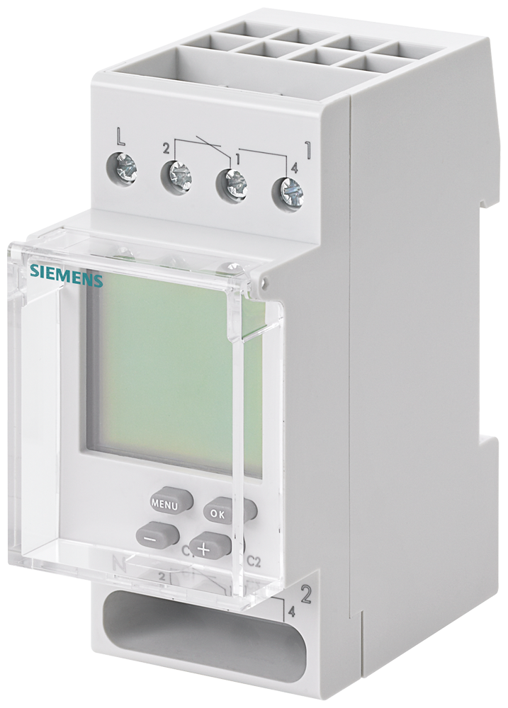 Siemens Weekly timer 2-Channel Top, 2TE 230V/16A Top automatic Summer/Winter Time, Data Is Stored on Eeprom