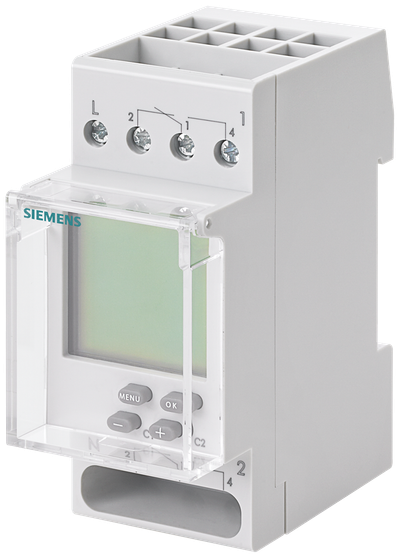 Siemens Weekly timer 2-Channel Top, 2TE 230V/16A Top automatic Summer/Winter Time, Data Is Stored on Eeprom