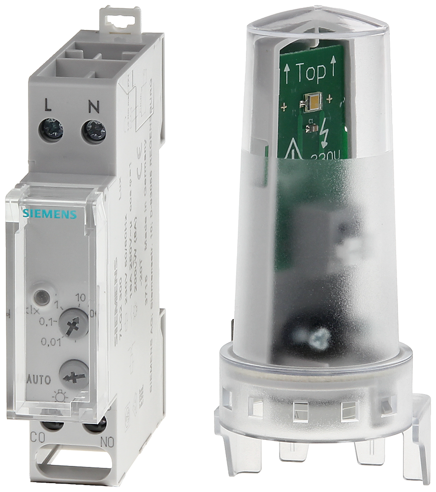 Siemens Photocell DIN 18mm with External Sensor, Adjustable up to 100K LUX (7LQ2300)