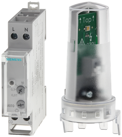 Siemens Photocell DIN 18mm with External Sensor, Adjustable up to 100K LUX