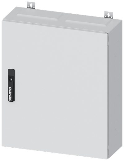 Siemens ALPHA 400, wall-mount cabinet, IP43, safety class 1, H: 650 mm, W: 550 mm, D: 210 mm, RAL 9016