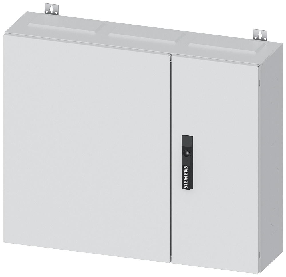 Siemens ALPHA 400, wall-mount cabinet, IP43, safety class 1, H: 650 mm, W: 800 mm, D: 210 mm, RAL 9016