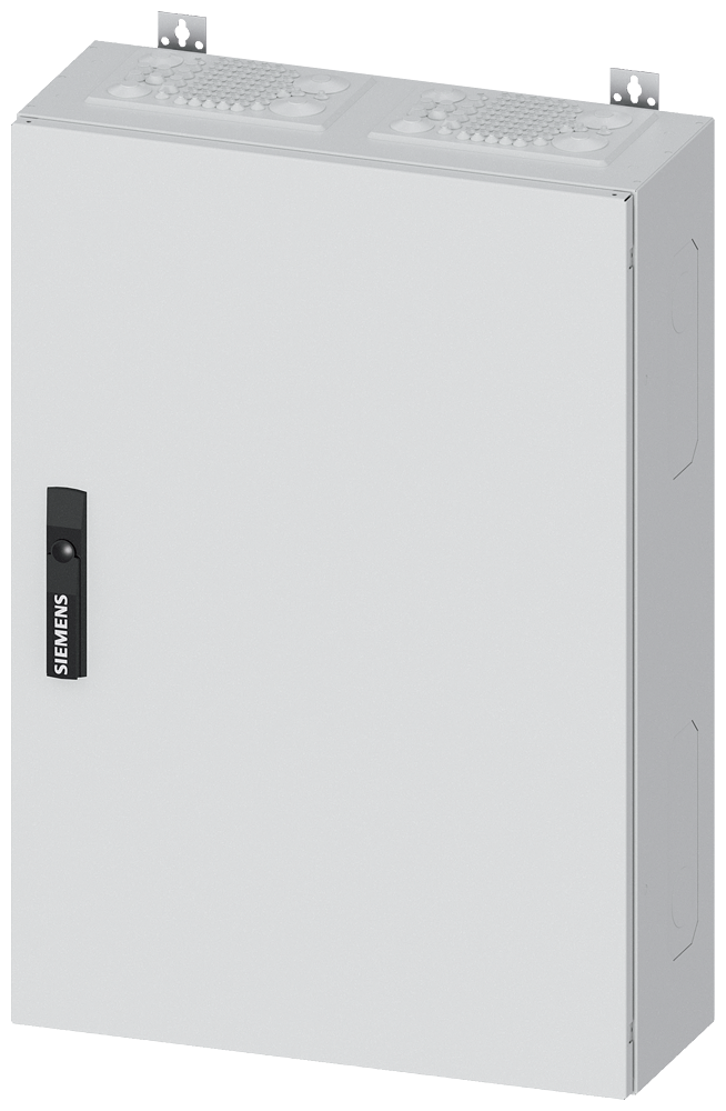 Siemens ALPHA 400, wall-mount cabinet, IP43, safety class 1, H: 800 mm, W: 550 mm, D: 210 mm, RAL 9016
