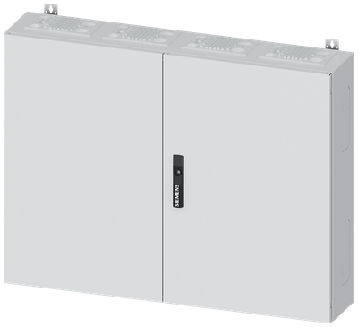 Siemens ALPHA 400, wall-mount cabinet, IP43, safety class 1, H: 800 mm, W: 1050 mm, D: 210 mm, RAL 9016