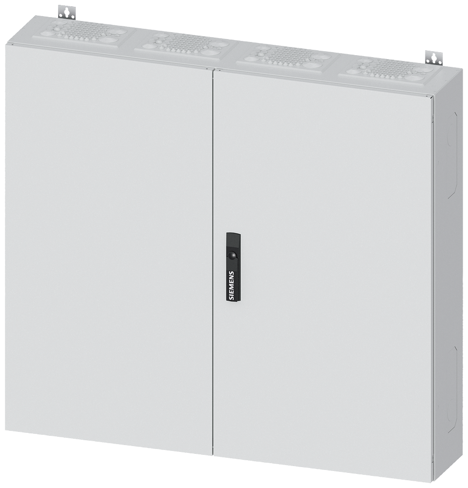 Siemens ALPHA 400, wall-mount cabinet, IP43, safety class 1, H: 950 mm, W: 1050 mm, D: 210 mm, RAL 9016