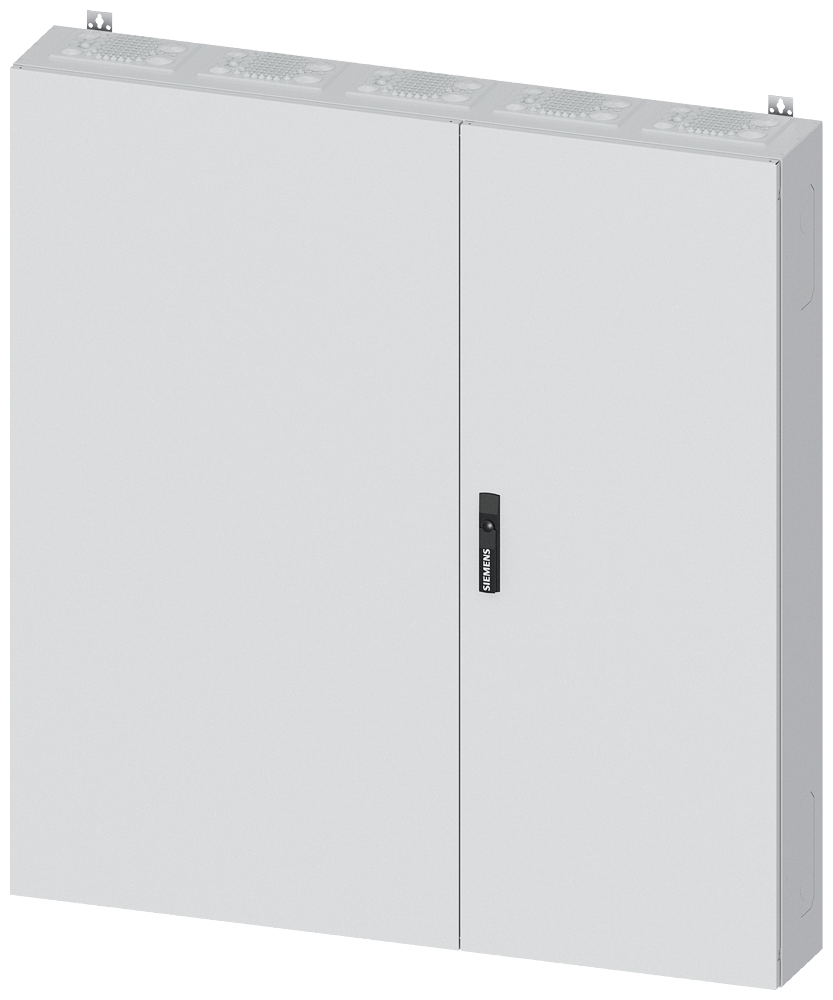 Siemens ALPHA 400, wall-mount cabinet, IP43, safety class 1, H: 1400 mm, W: 1300 mm, D: 210 mm, RAL 9016