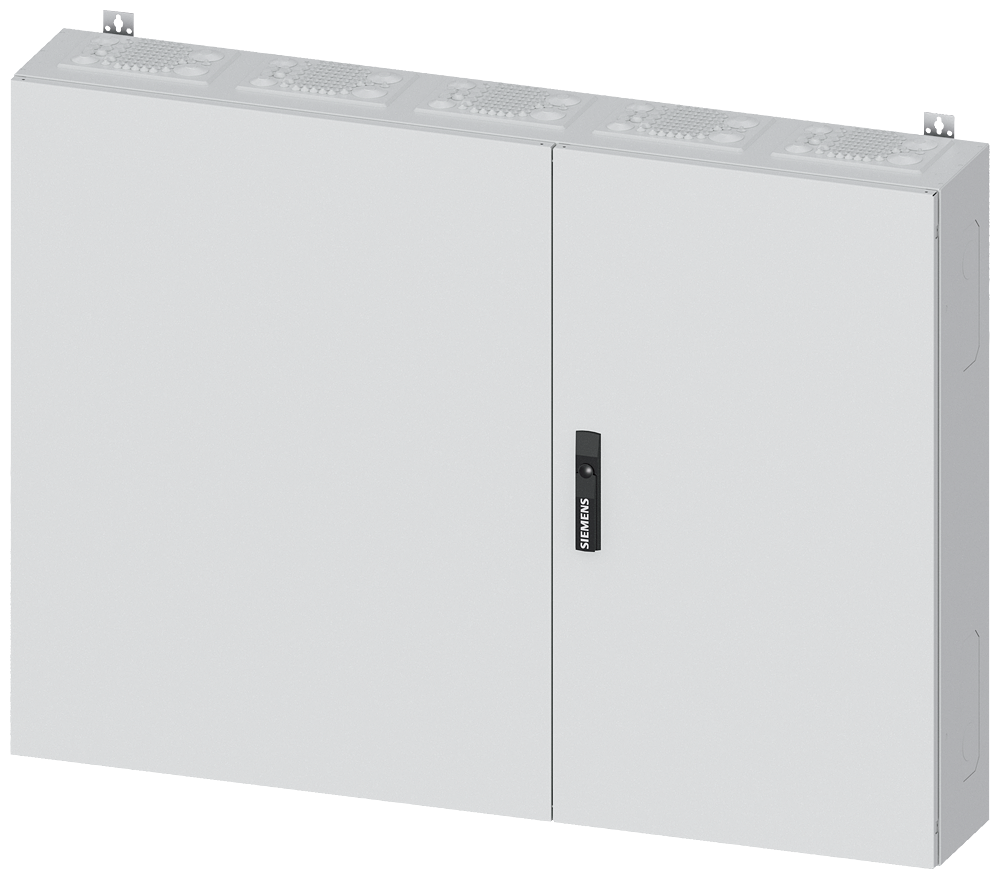 Siemens ALPHA 400, wall-mount cabinet, IP55, safety class 1, H: 950 mm, W: 1300 mm, D: 210 mm, RAL 9016