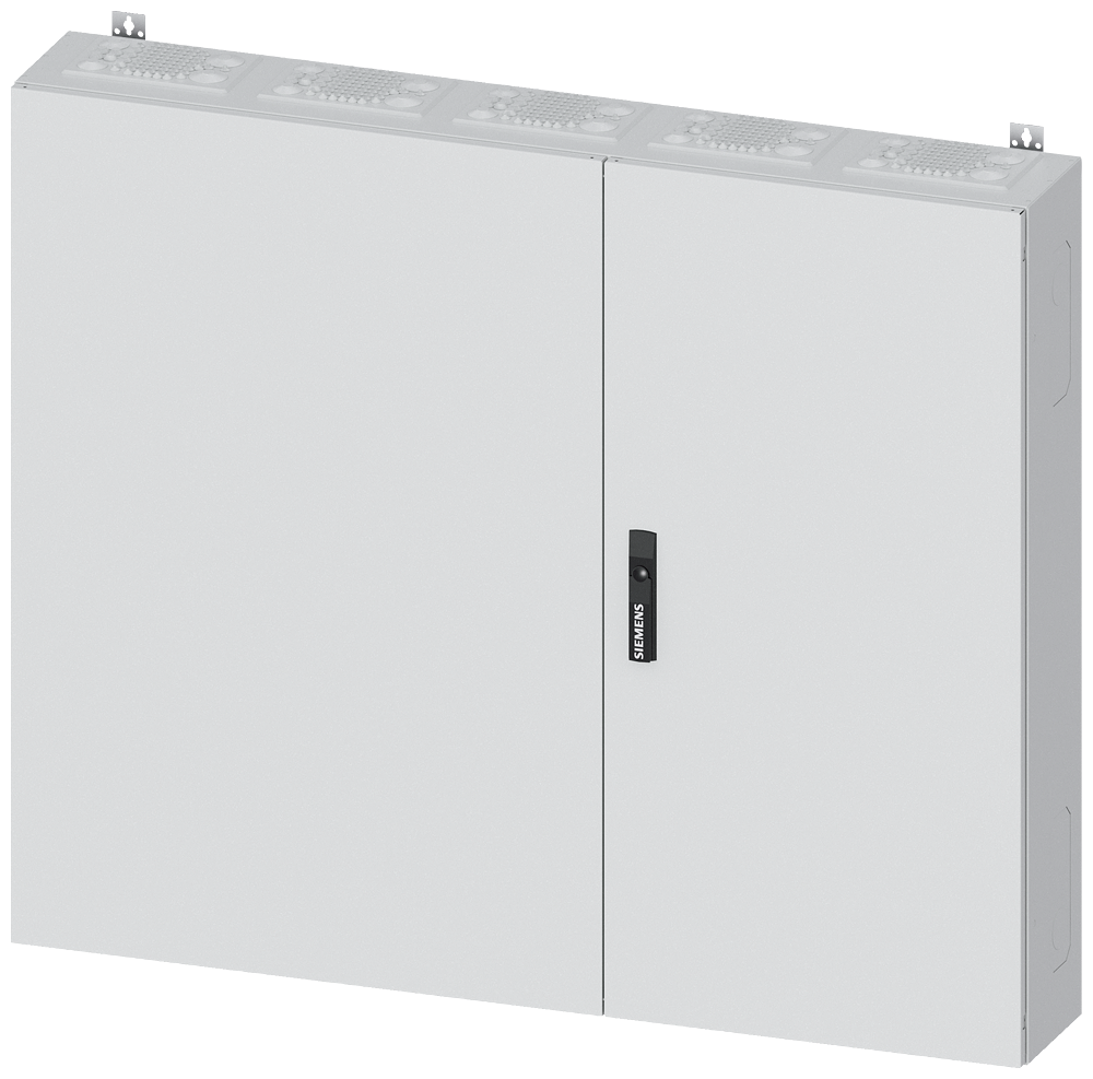 Siemens ALPHA 400, wall-mount cabinet, IP55, safety class 1, H: 1100 mm, W: 1300 mm, D: 210 mm, RAL 9016