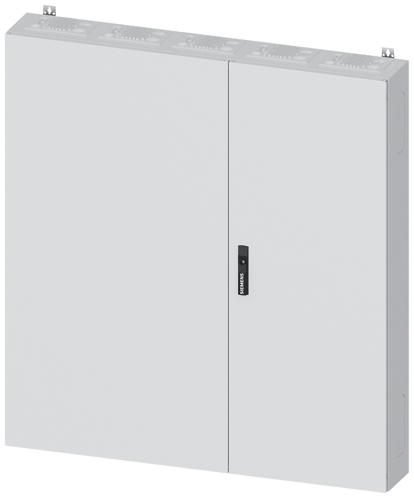 Siemens ALPHA 400, wall-mount cabinet, IP55, safety class 1, H: 1400 mm, W: 1300 mm, D: 210 mm, RAL 9016