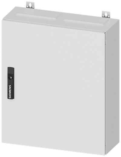 Siemens ALPHA 400, wall-mount cabinet, IP43, safety class 2, H: 650 mm, W: 550 mm, D: 210 mm, RAL 9016