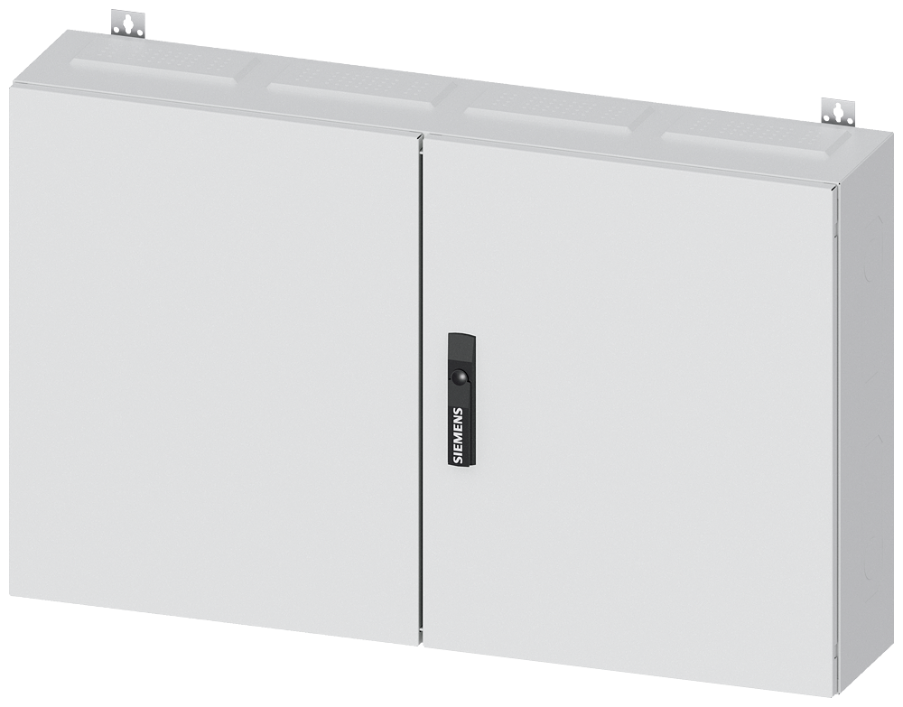 Siemens ALPHA 400, wall-mount cabinet, IP43, safety class 2, H: 650 mm, W: 1050 mm, D: 210 mm, RAL 9016