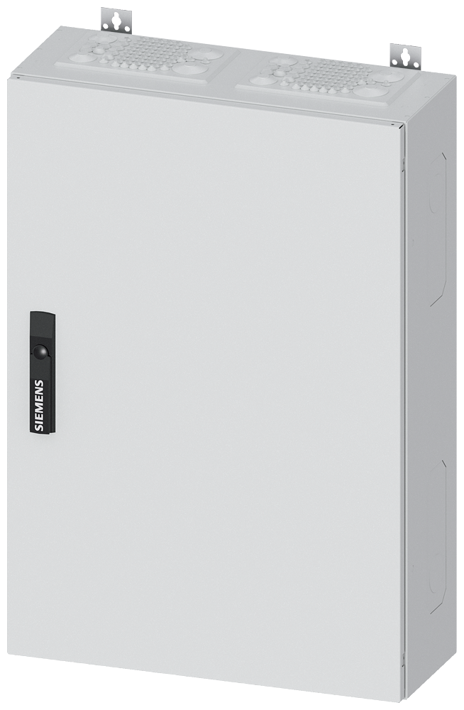 Siemens ALPHA 400, wall-mount cabinet, IP43, safety class 2, H: 800 mm, W: 550 mm, D: 210 mm, RAL 9016