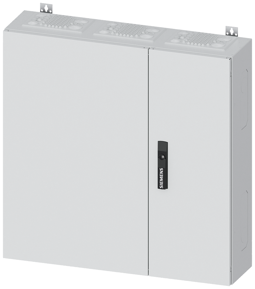 Siemens ALPHA 400, wall-mount cabinet, IP43, safety class 2, H: 800 mm, W: 800 mm, D: 210 mm, RAL 9016