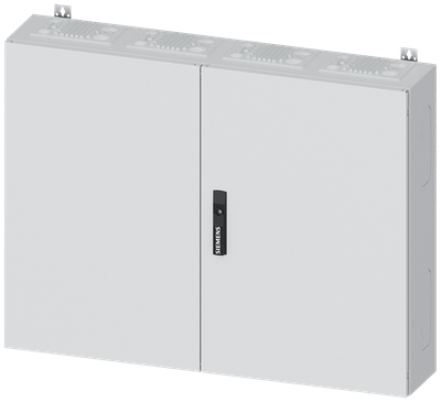 Siemens ALPHA 400, wall-mount cabinet, IP43, safety class 2, H: 800 mm, W: 1050 mm, D: 210 mm, RAL 9016
