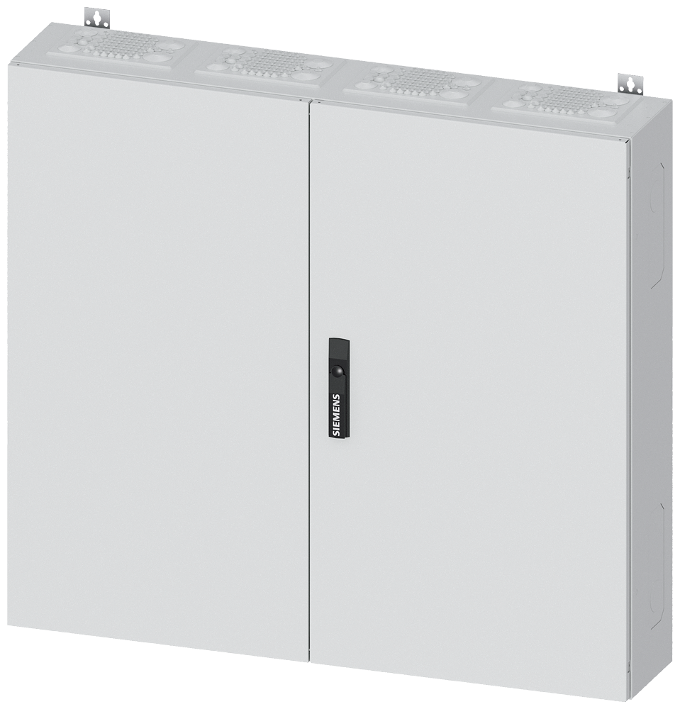 Siemens ALPHA 400, wall-mount cabinet, IP43, safety class 2, H: 950 mm, W: 1050 mm, D: 210 mm, RAL 9016