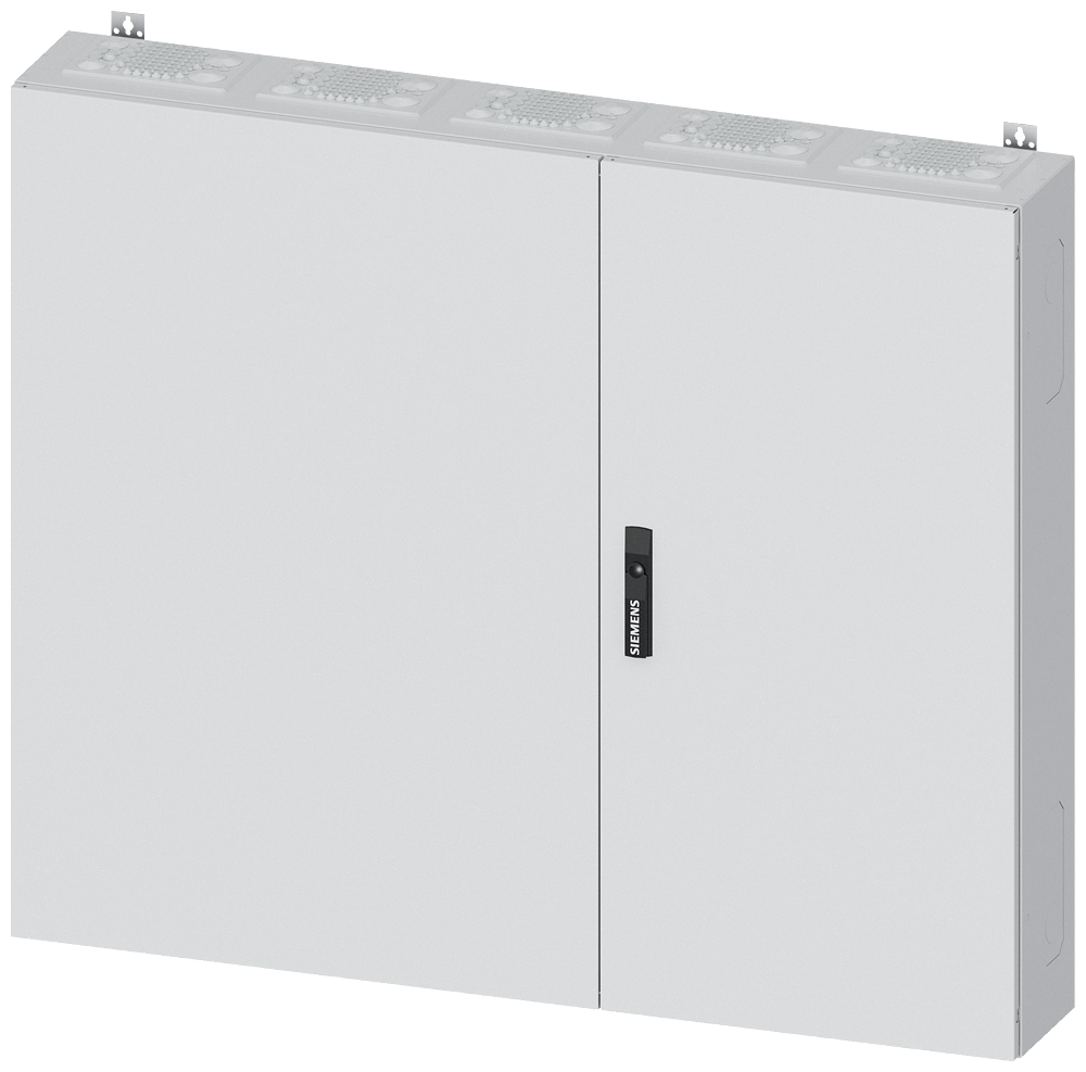 Siemens ALPHA 400, wall-mount cabinet, IP43, safety class 2, H: 1100 mm, W: 1300 mm, D: 210 mm, RAL 9016