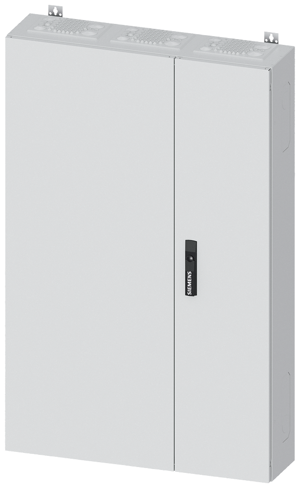 Siemens ALPHA 400, wall-mount cabinet, IP43, safety class 2, H: 1250 mm, W: 800 mm, D: 210 mm, RAL 9016