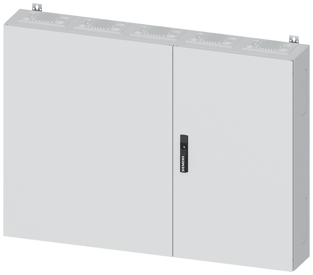 Siemens ALPHA 400, wall-mount cabinet, IP55, safety class 2, H: 950 mm, W: 1300 mm, D: 210 mm, RAL 9016